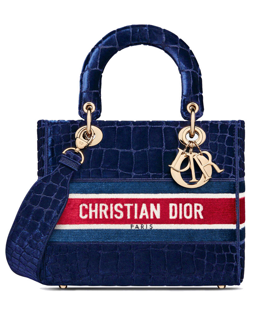 Christian Dior Medium Lady D Lite Canvas Bag Dark Blue